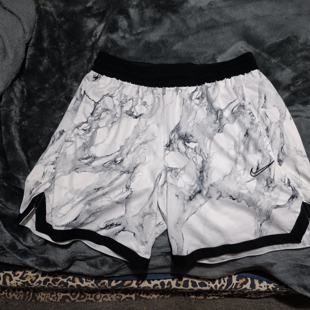 Nike Women's Athletic Shorts - Marble Black and White